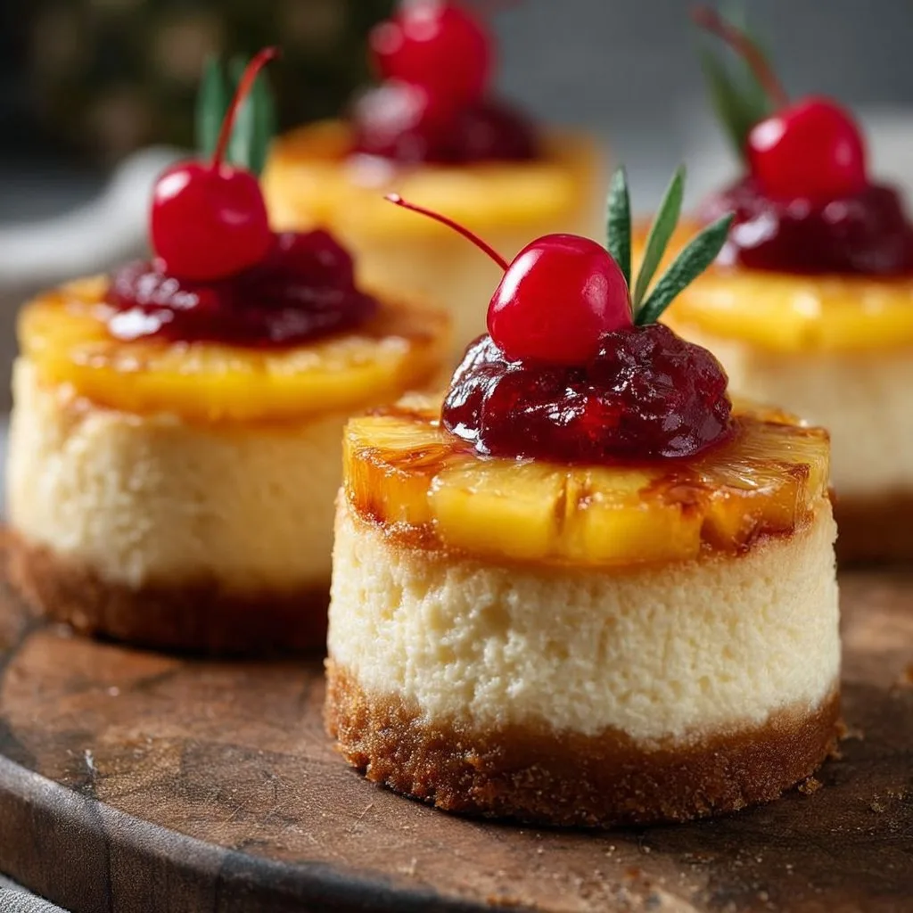 Mini Pineapple Upside-Down Cheesecakes 8 Mini Pineapple Upside-Down Cheesecakes