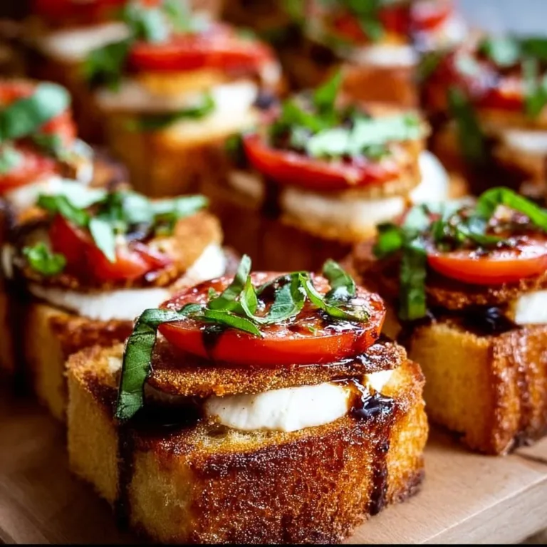 Bruschetta Grilled Cheese Sandwich with fresh tomatoes and basil on a wooden board