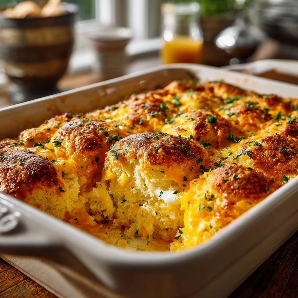 Cheddar Bay Biscuit Egg Break Casserole