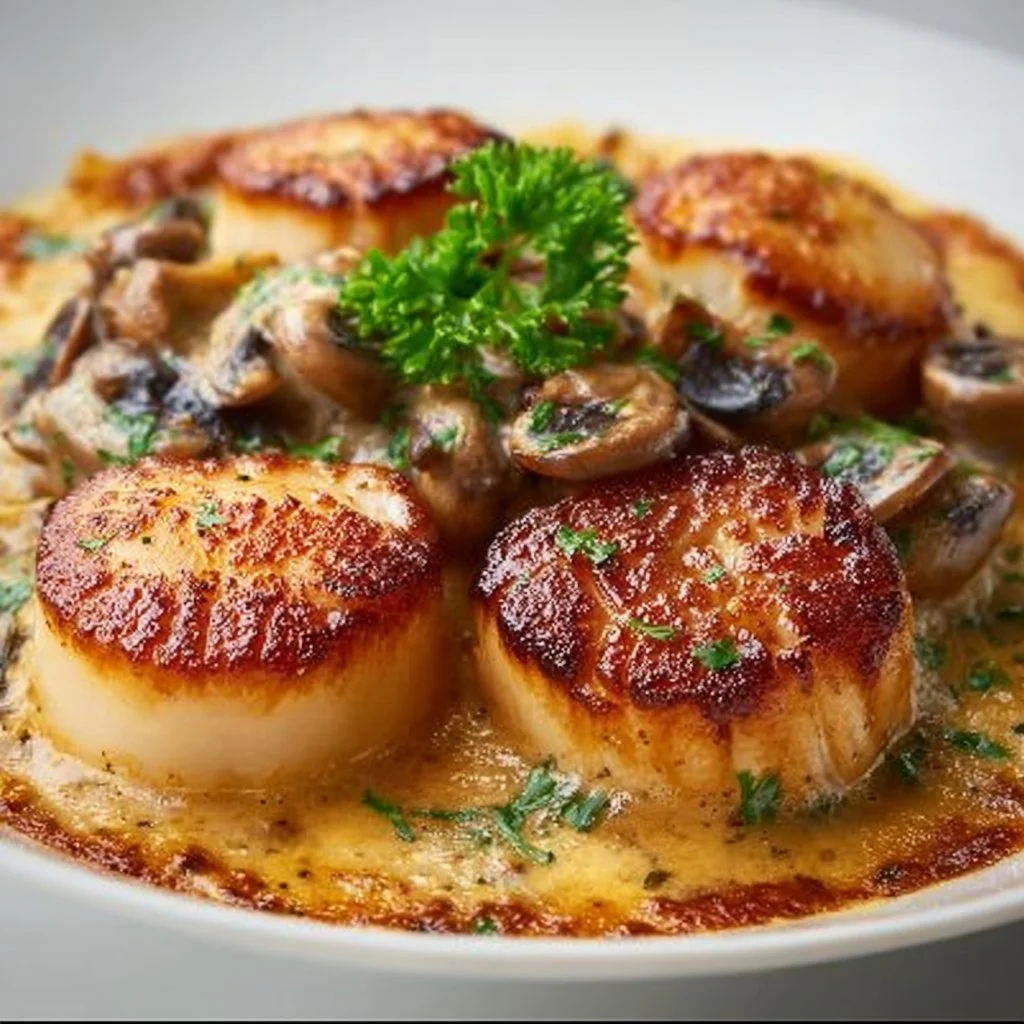 Creamy Seafood Cassolette 6 Delicious creamy seafood cassolette topped with fresh herbs.