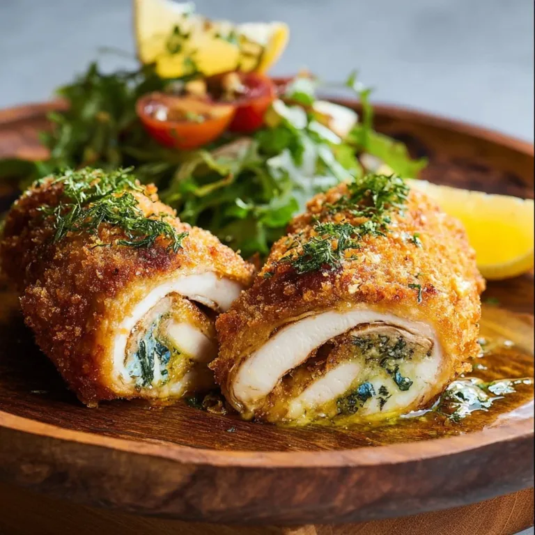 Crispy lemon-garlic chicken Kyiv with golden crust and savory filling