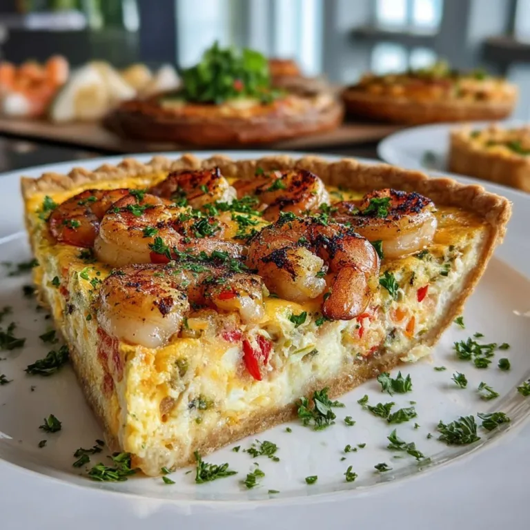 Florida shrimp pie served with a side of fresh herbs and lemon wedges
