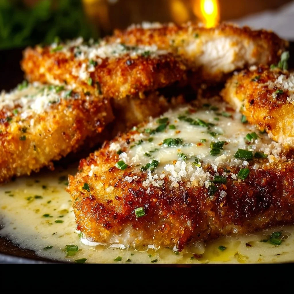 Parmesan Crusted Chicken with Creamy Garlic Sauce 8 Parmesan Crusted Chicken with Creamy Garlic Sauce