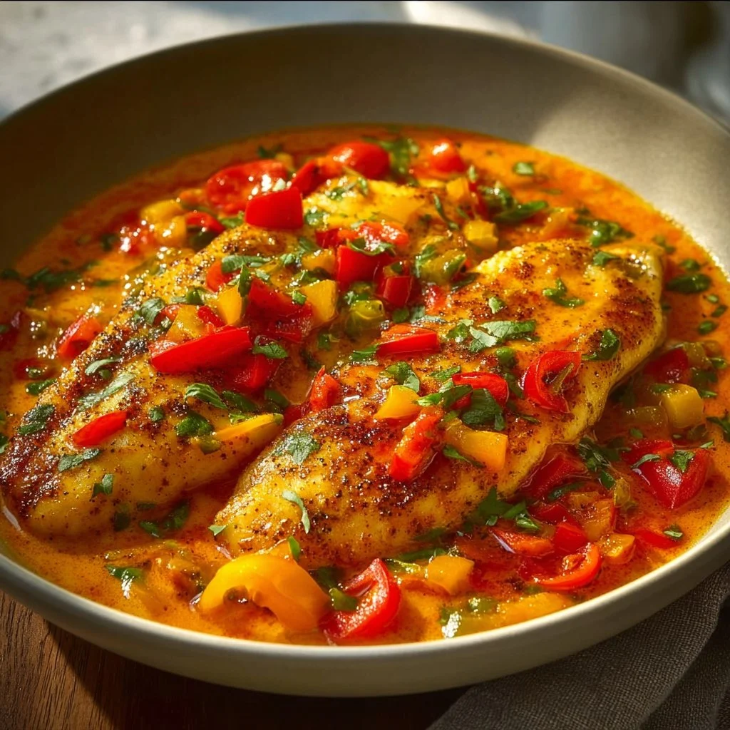 Quick Tilapia with Creamy Roasted Red Pepper Sauce