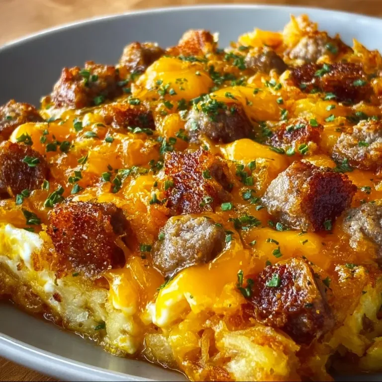 Delicious Sausage Hashbrown breakfast dish served on a plate