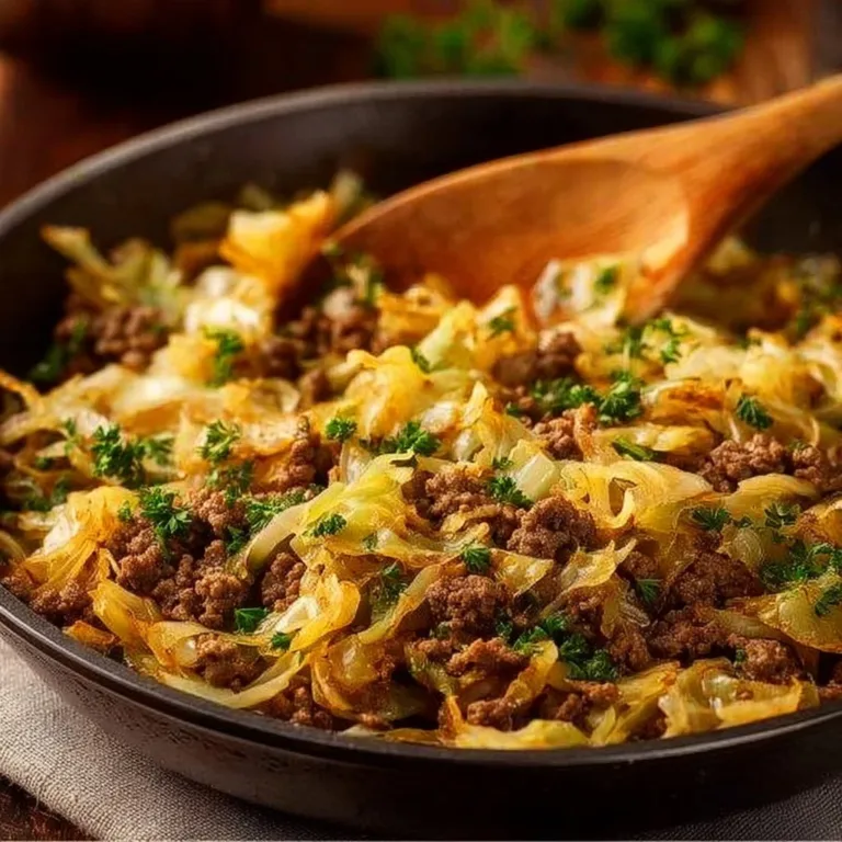Skillet cabbage cooked with ground beef for a hearty meal