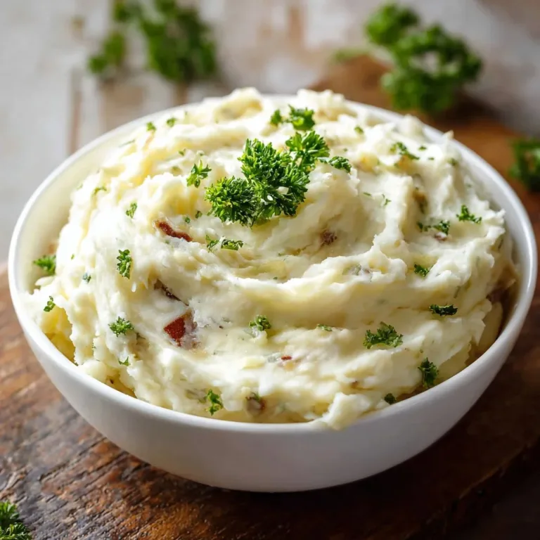 Delicious slow cooker garlic herb mashed potatoes with butter