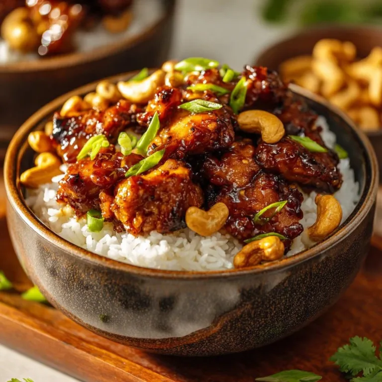 Delicious slow cooker cashew chicken with colorful vegetables and cashews