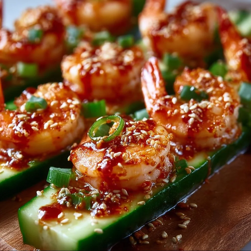 Sriracha Shrimp Cucumber Boats