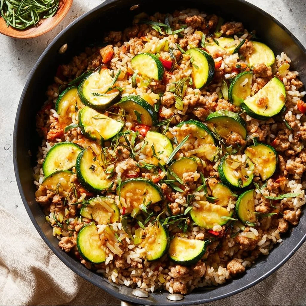 Turkey Zucchini Rice Skillet