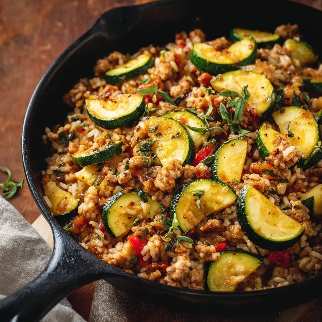 Turkey Zucchini Rice Skillet