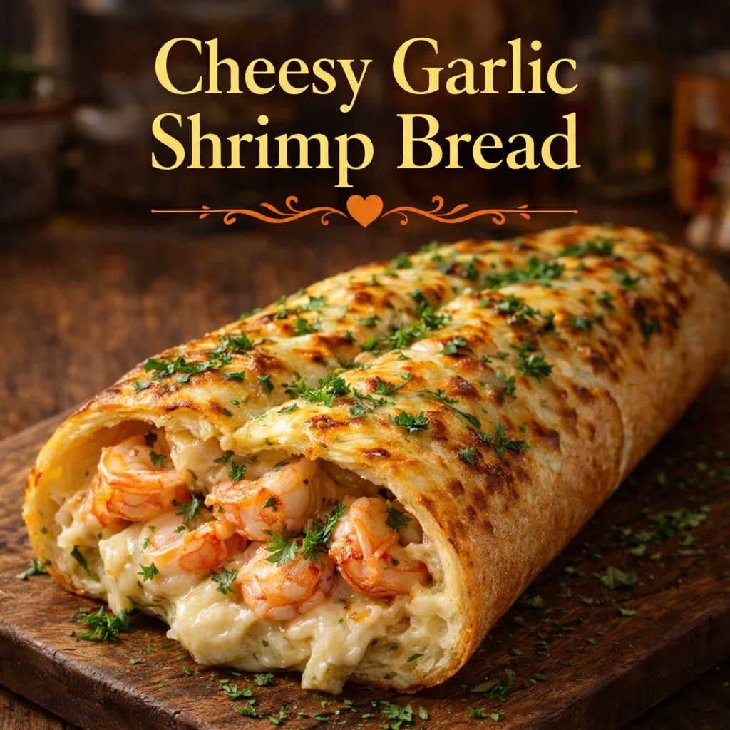 Cheesy Garlic Shrimp Bread