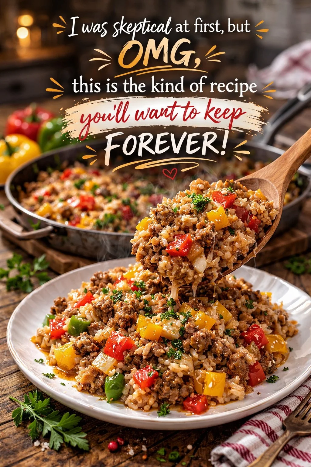 Cheesy Ground Beef and Rice Casserole 8 I was skeptical at first, but OMG, this is the kind of recipe you’ll want to keep forever.