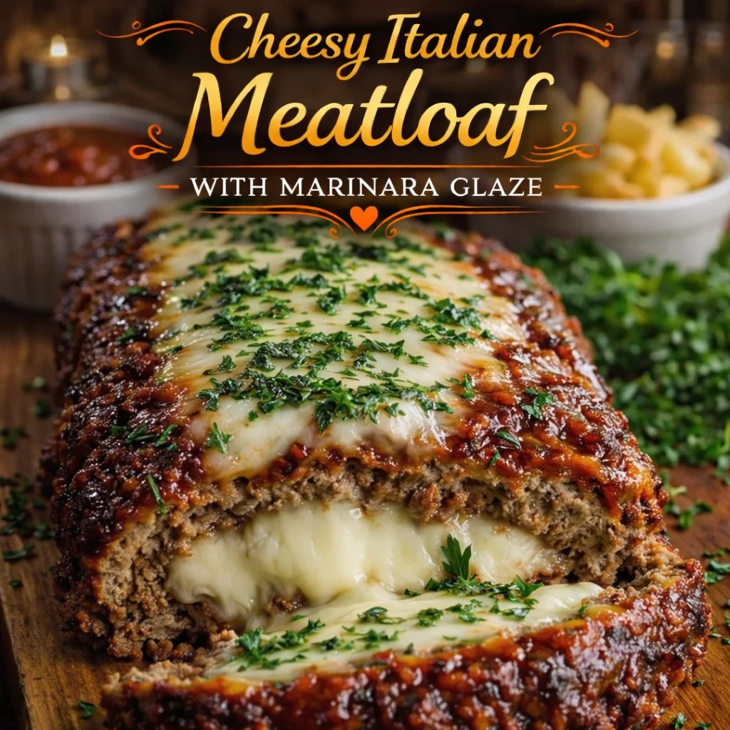 Cheesy Italian Meatloaf with Marinara Glaze 8 Cheesy Italian Meatloaf with Marinara Glaze
