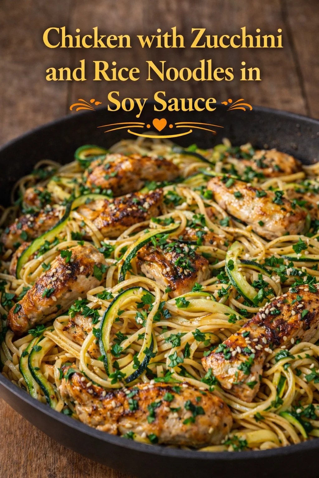 Chicken with Zucchini and Rice Noodles in Soy Sauce 8 Chicken with Zucchini and Rice Noodles in Soy Sauce