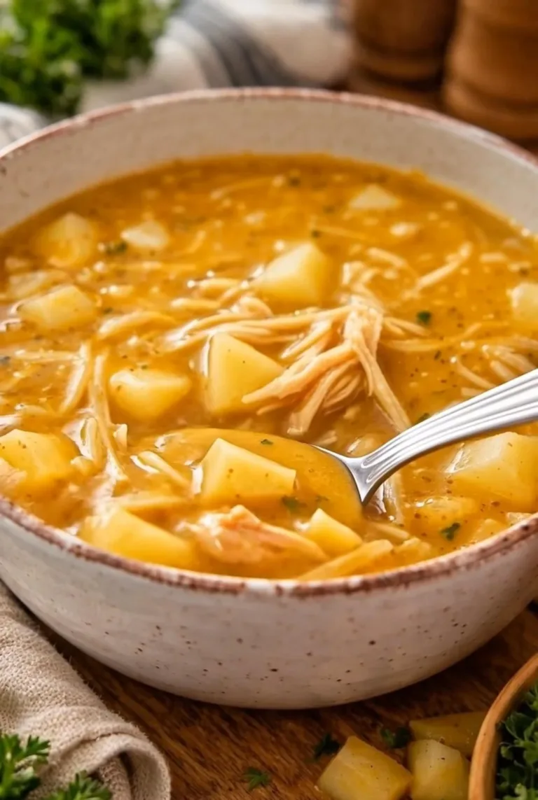 Bowl of delicious chicken soup with vegetables and herbs