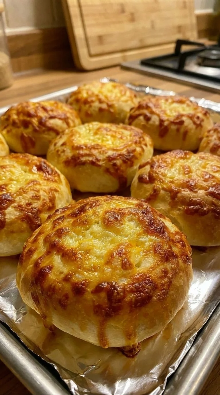 Delicious homemade cheddar cheese rolls fresh out of the oven