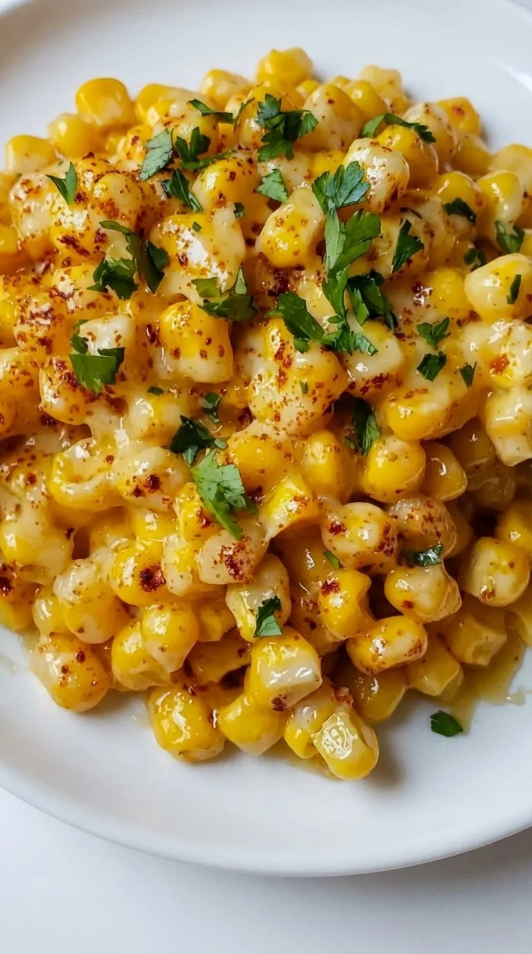 Honey butter skillet corn served in a cast iron pan.