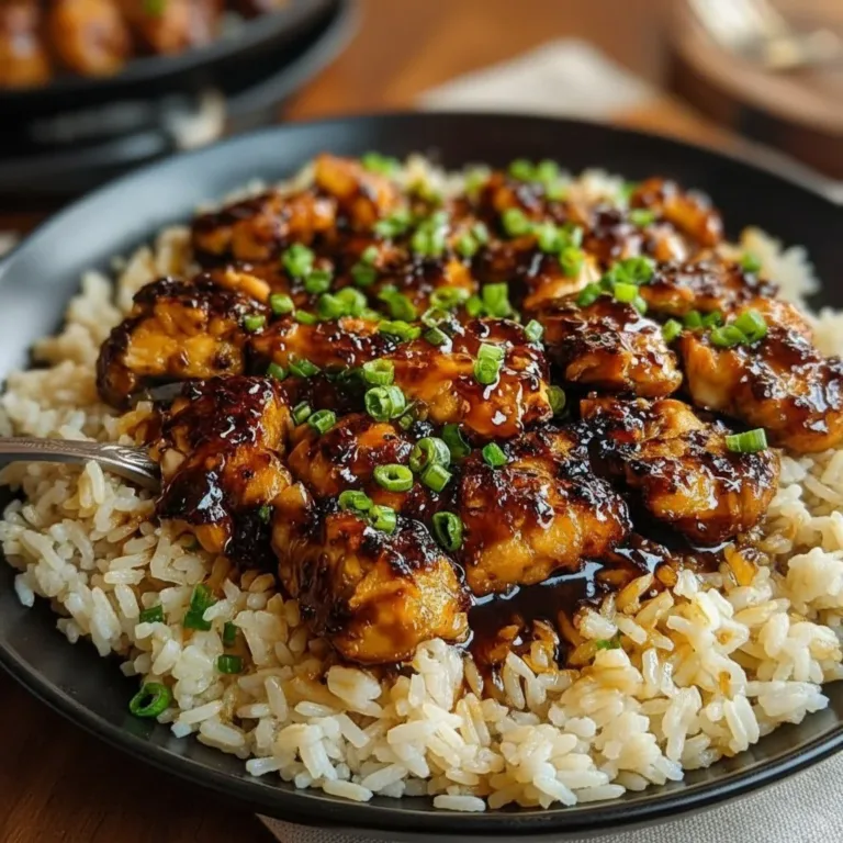One-Pan Honey BBQ Chicken with Rice served in a colorful dish