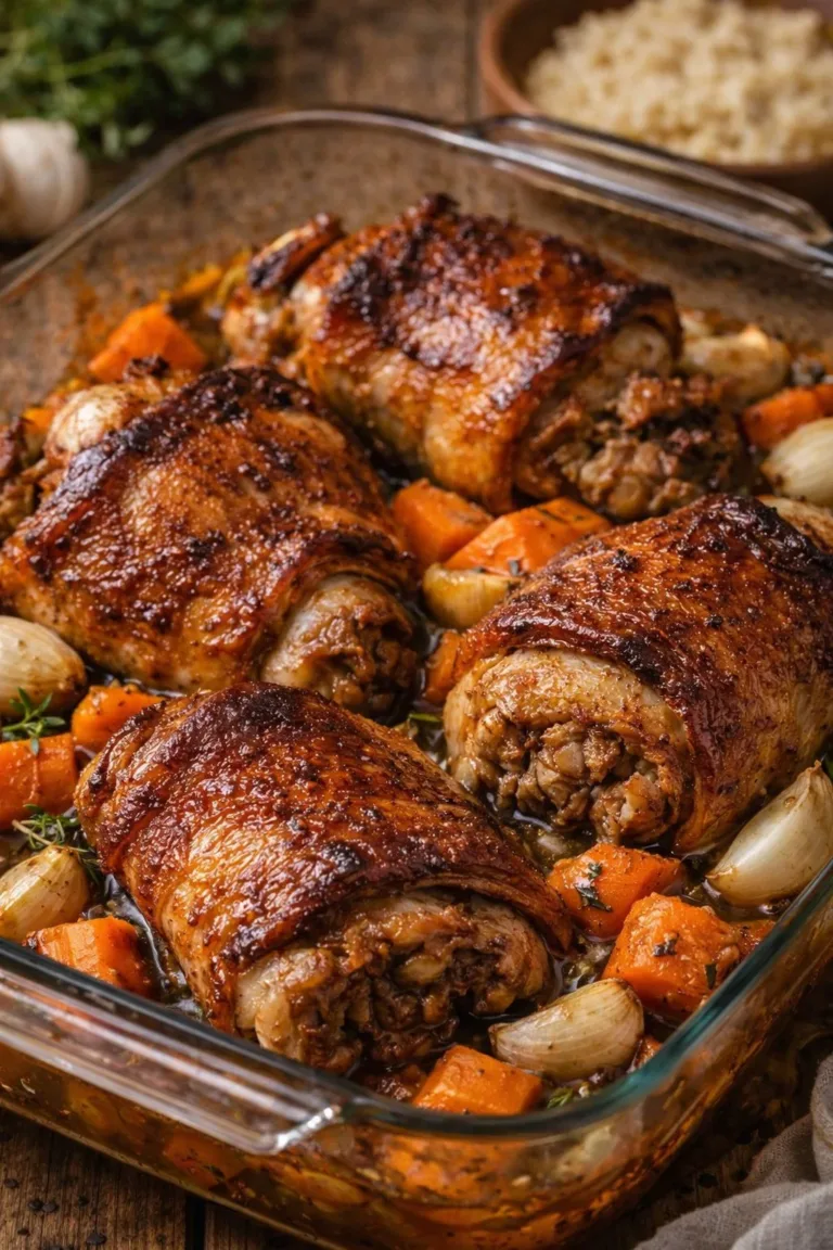 Delicious oven-baked pork knuckle with crispy skin