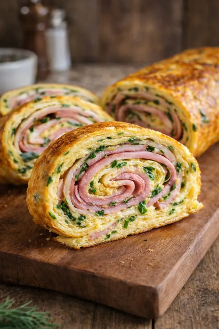 Delicious Potato-Cheese Roll with Ham, perfect for snacks and meals.
