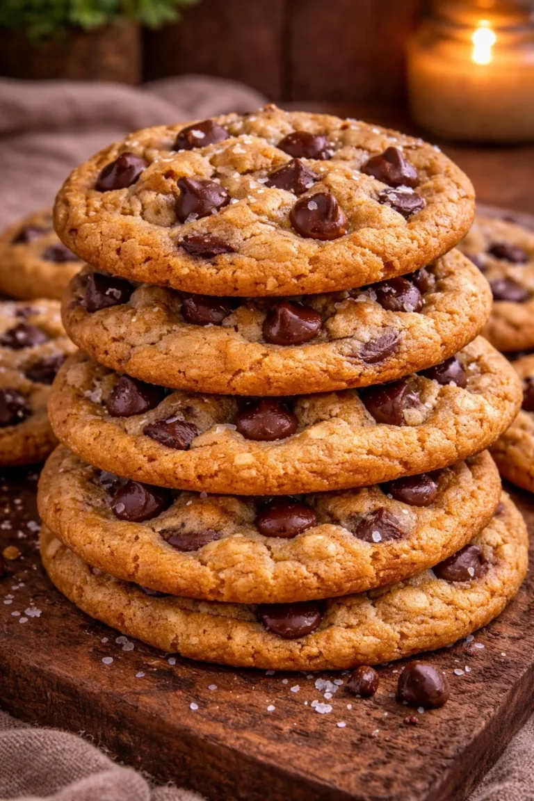 Delicious brown butter chocolate chip cookies fresh out of the oven.