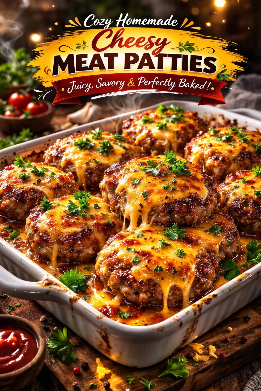 Cheesy Baked Meat Patties