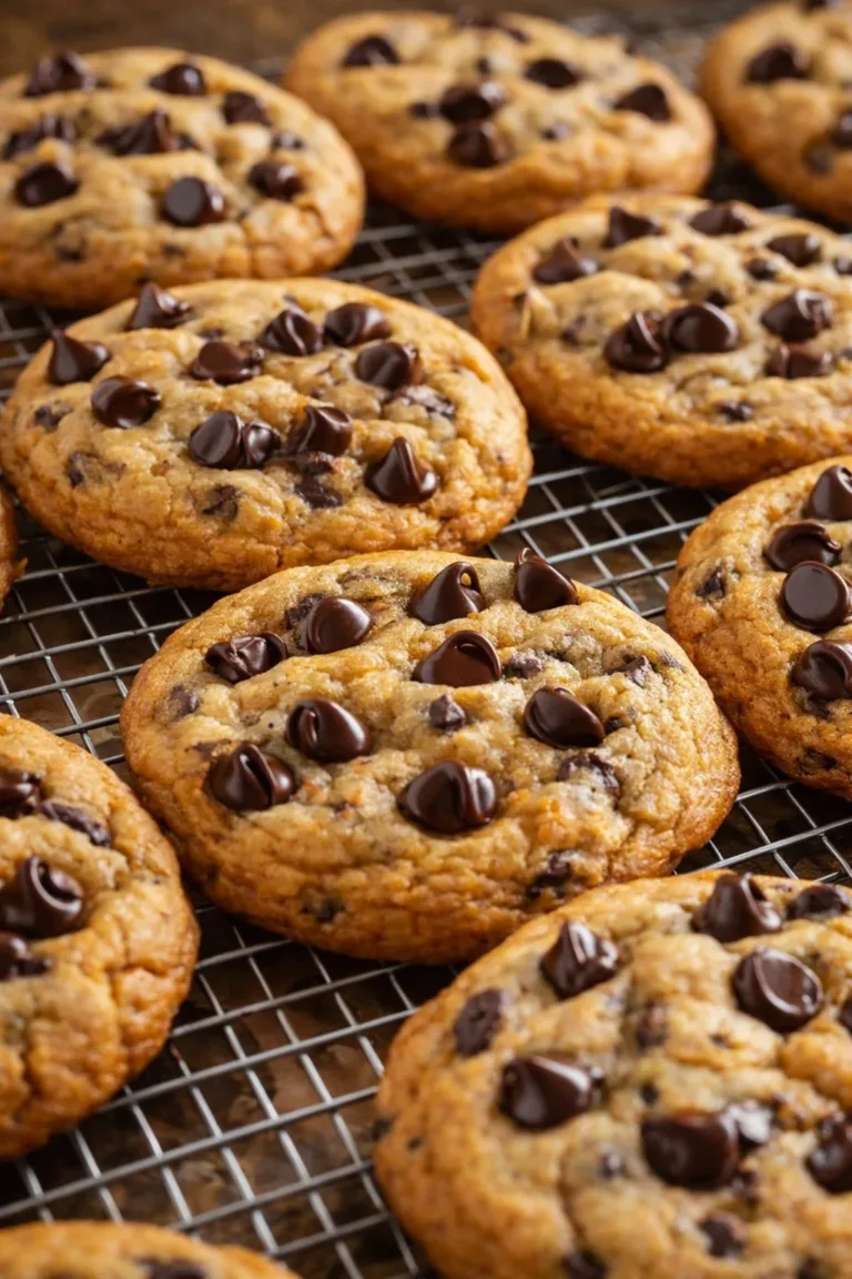 Close-up of classic soft chocolate chip cookies on a plate