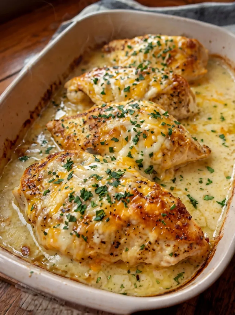 Cream Cheese Chicken Bake dish garnished and ready to serve