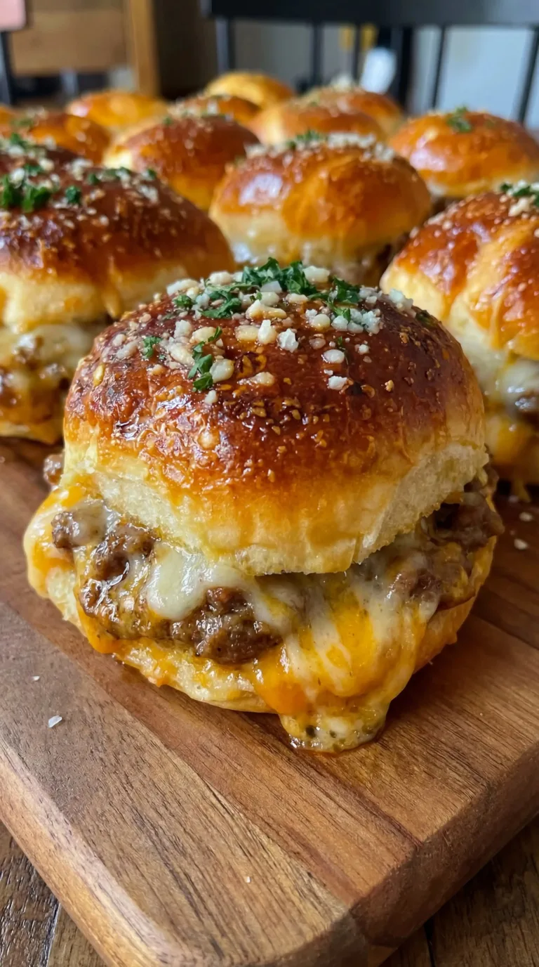 Garlic Parmesan Cheeseburger Bombs served on a plate with dipping sauce