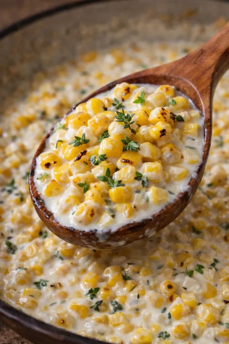 Honey Butter Skillet Corn dish served in a skillet topped with fresh herbs