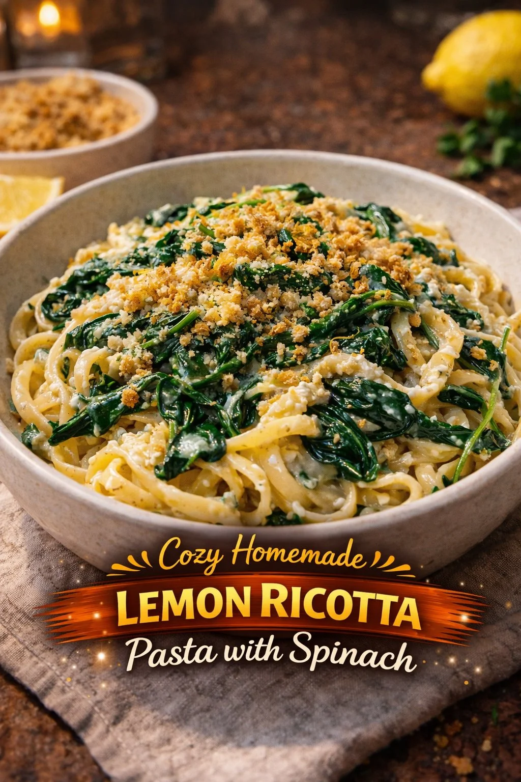 Lemon Ricotta Pasta with Spinach