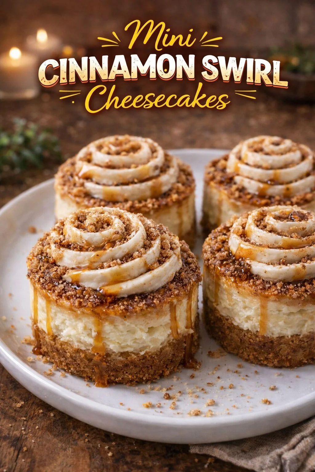 Mini Cinnamon Swirl Cheesecakes 8 Mini Cinnamon Swirl Cheesecakes