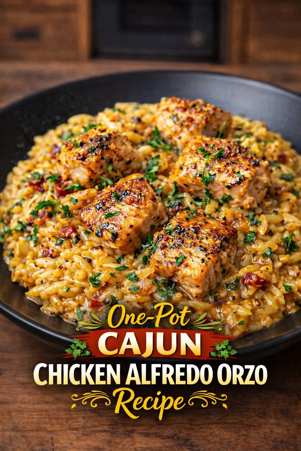 One-Pot Cajun Chicken Alfredo Orzo