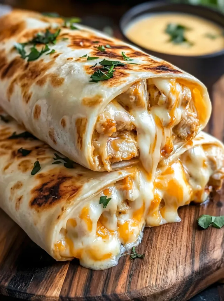 Cheesy garlic chicken wraps bursting with flavor, perfect for a weeknight meal.