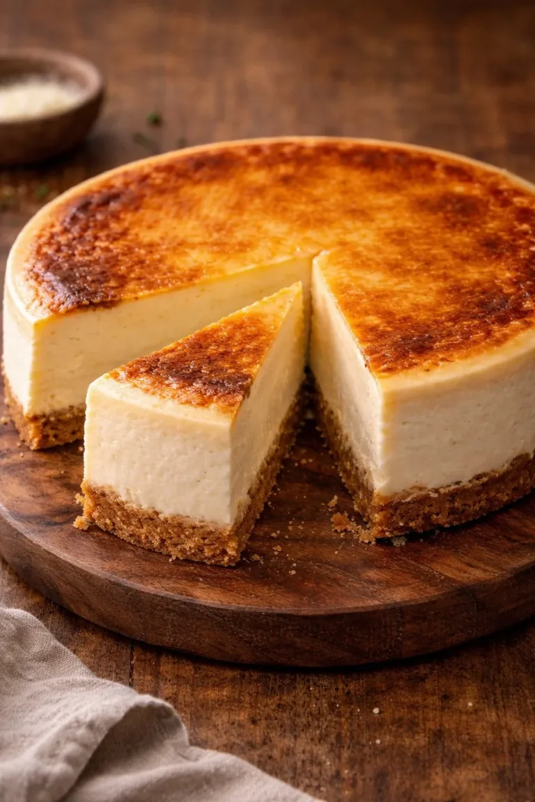 Delicious cream cheese cheesecake with a graham cracker crust