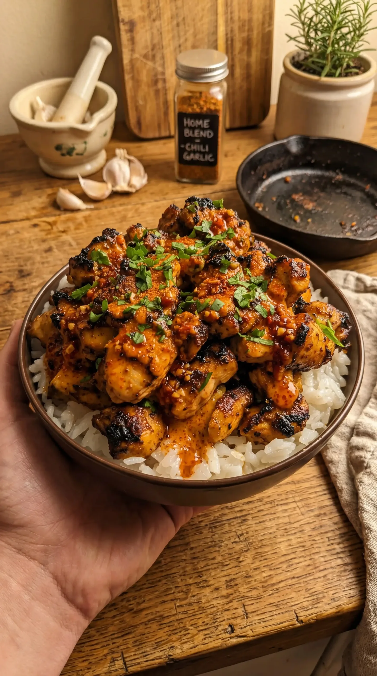 Spicy Chicken Rice Bowls with Chili Garlic Sauce