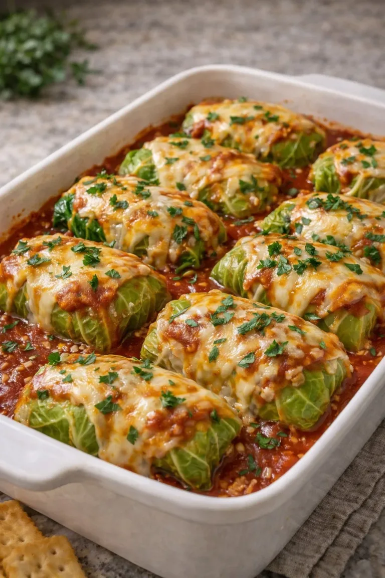 Delicious stuffed cabbage rolls garnished and ready to serve