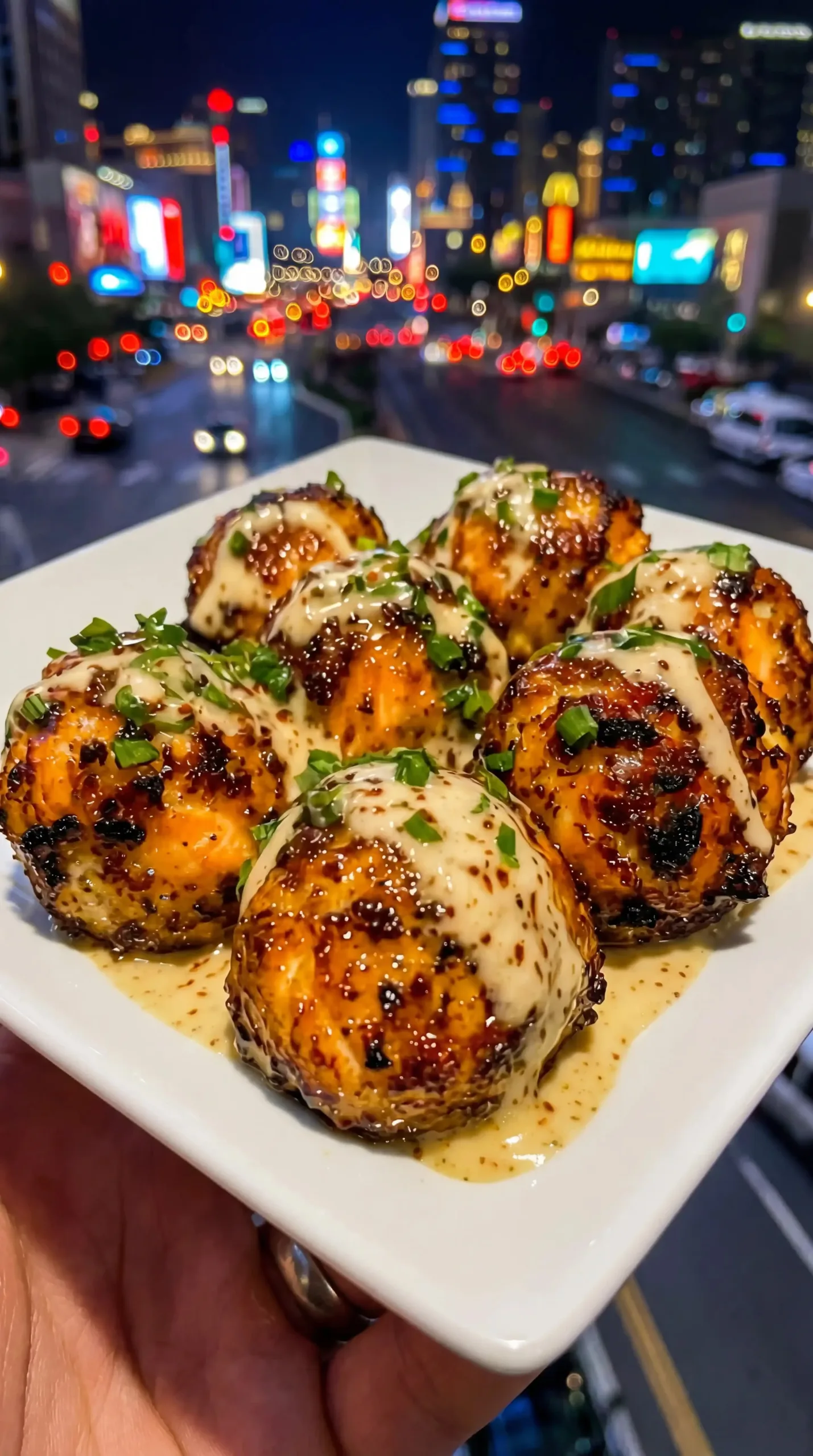 Sweet Chili Salmon Balls with Creamy Garlic Sauce