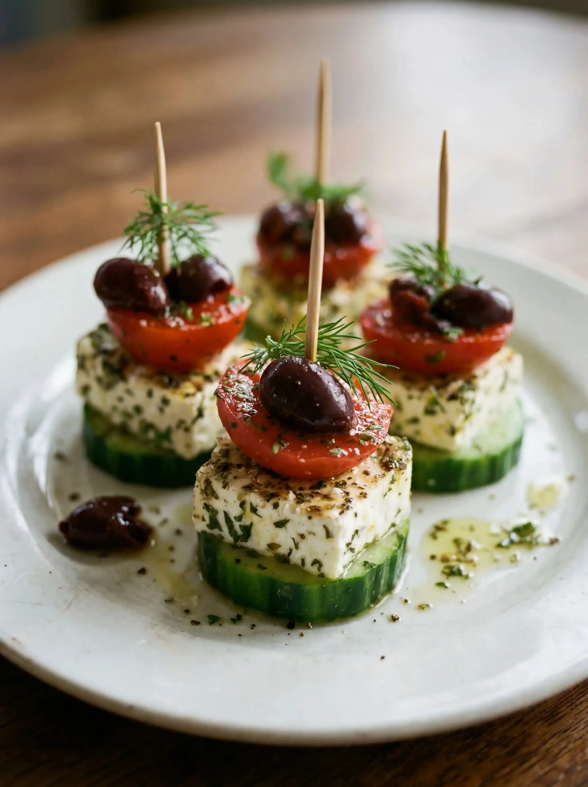 Greek Feta & Cucumber Bite Skewers