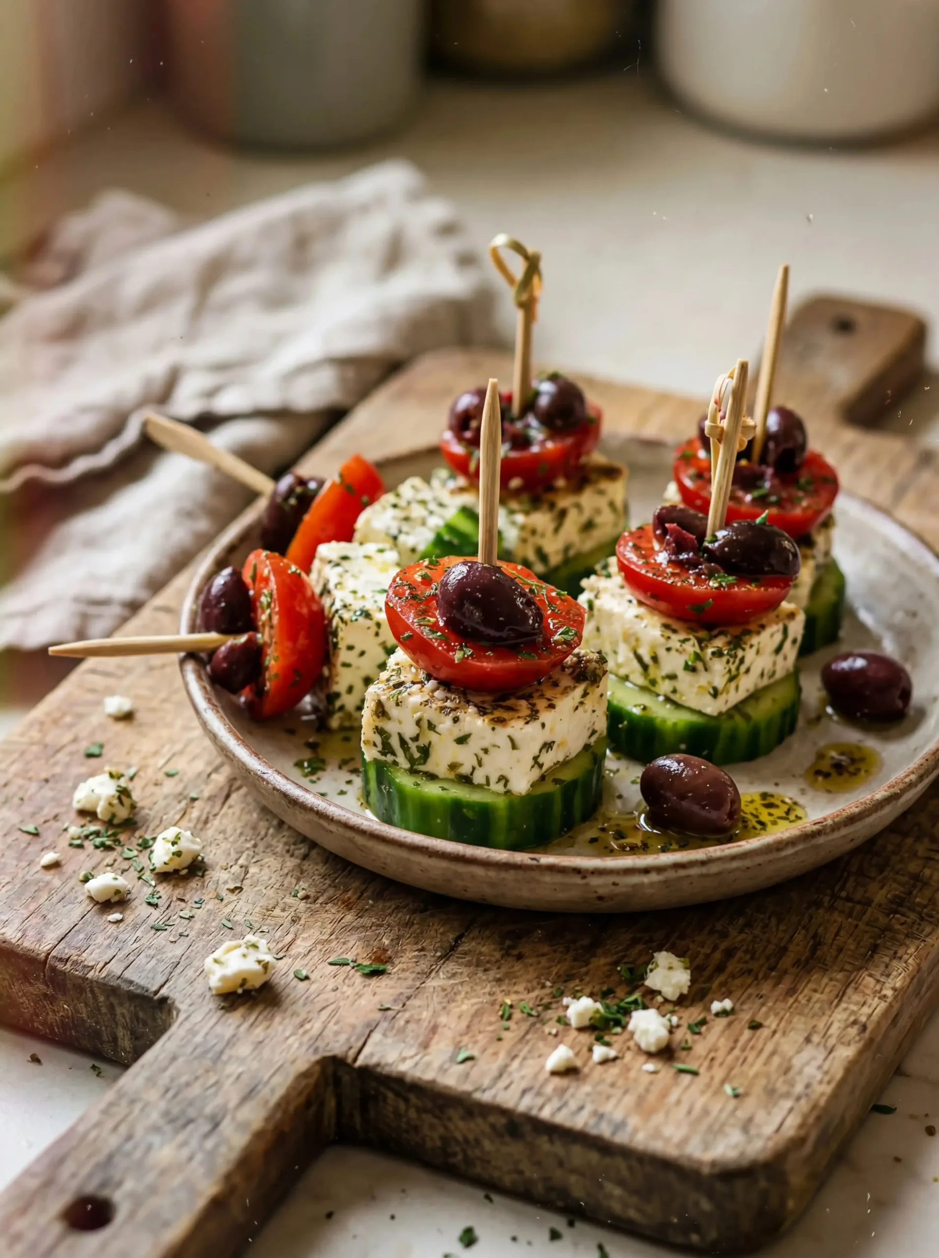 Greek Feta & Cucumber Bite Skewers